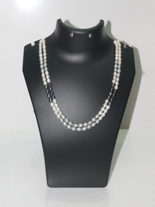 Trendy White Black & Silver Necklace With Tops